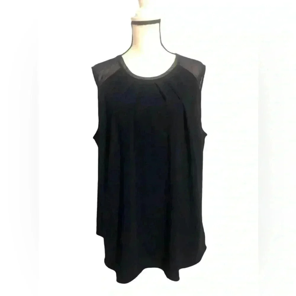 Soft Surroundings Blue Mesh Sleeveless Top Size 1X